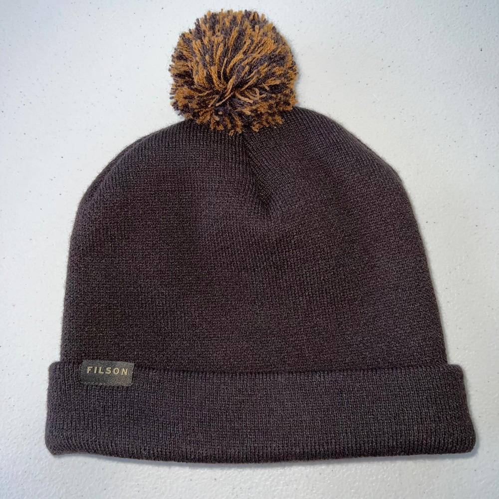 Filson Smokey Bear Knit Beanie Hattie Made In USA Brown Pom Pom - Picture 4 of 7